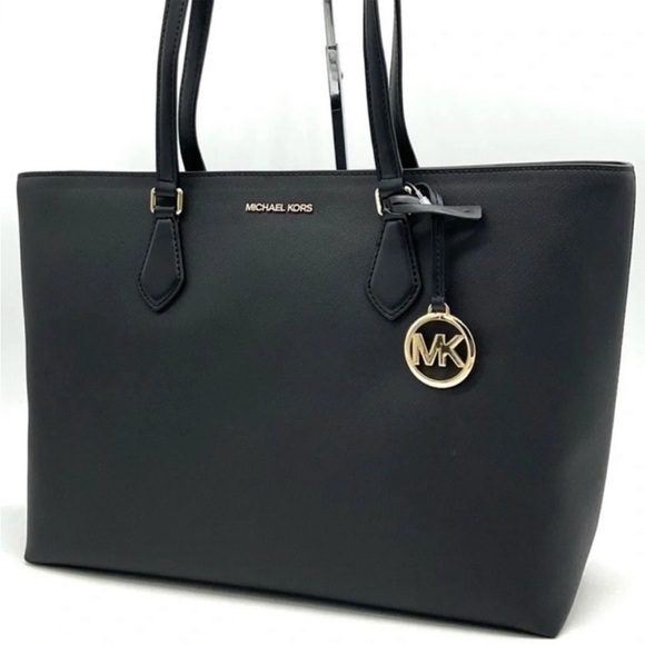 Michael Kors Bag Large Sheila Mf Tote Bag Black/Gold - Picture 2 of 11